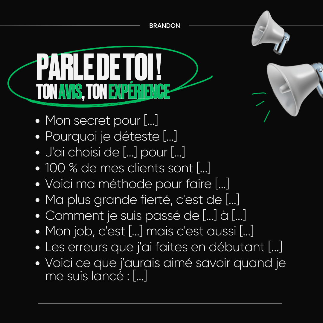 PARLE DE TOI ! TON AVIS, TON EXPERIENCE